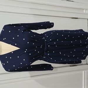 Laura Ashley 3-Pc Pajama Navy Polka Dot Sleepwear Short Set sz Small
